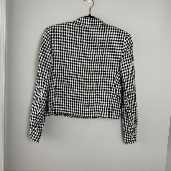 Pendleton Women’s Blazer Size 6 Black White Cropped Silk Blend Made in USA - Picture 3 of 3